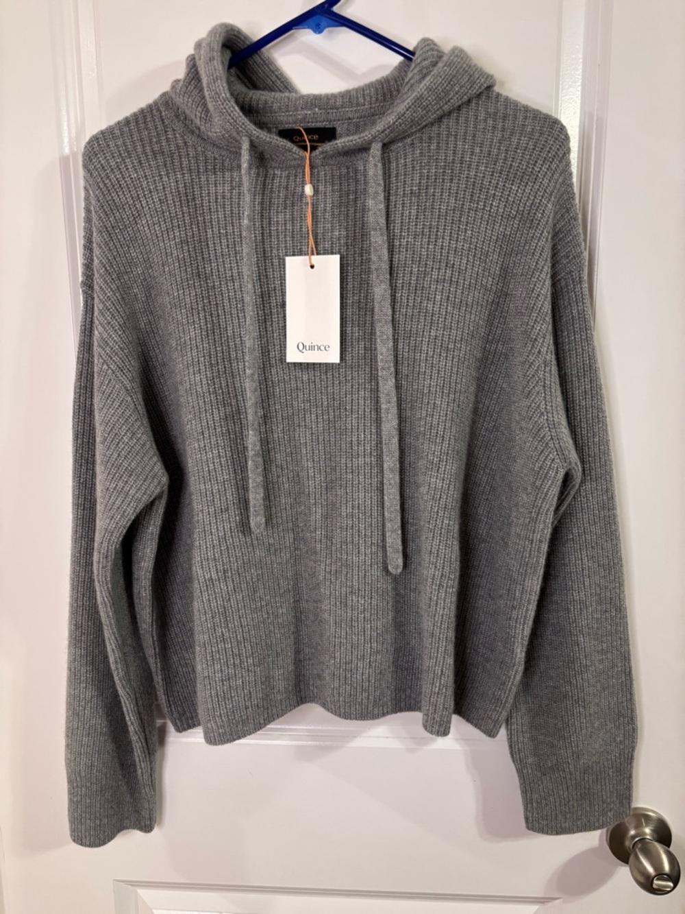 Quince Mongolian Cashmere 2.0 Fisherman Pullover Hoodie Heather Grey Women’s M